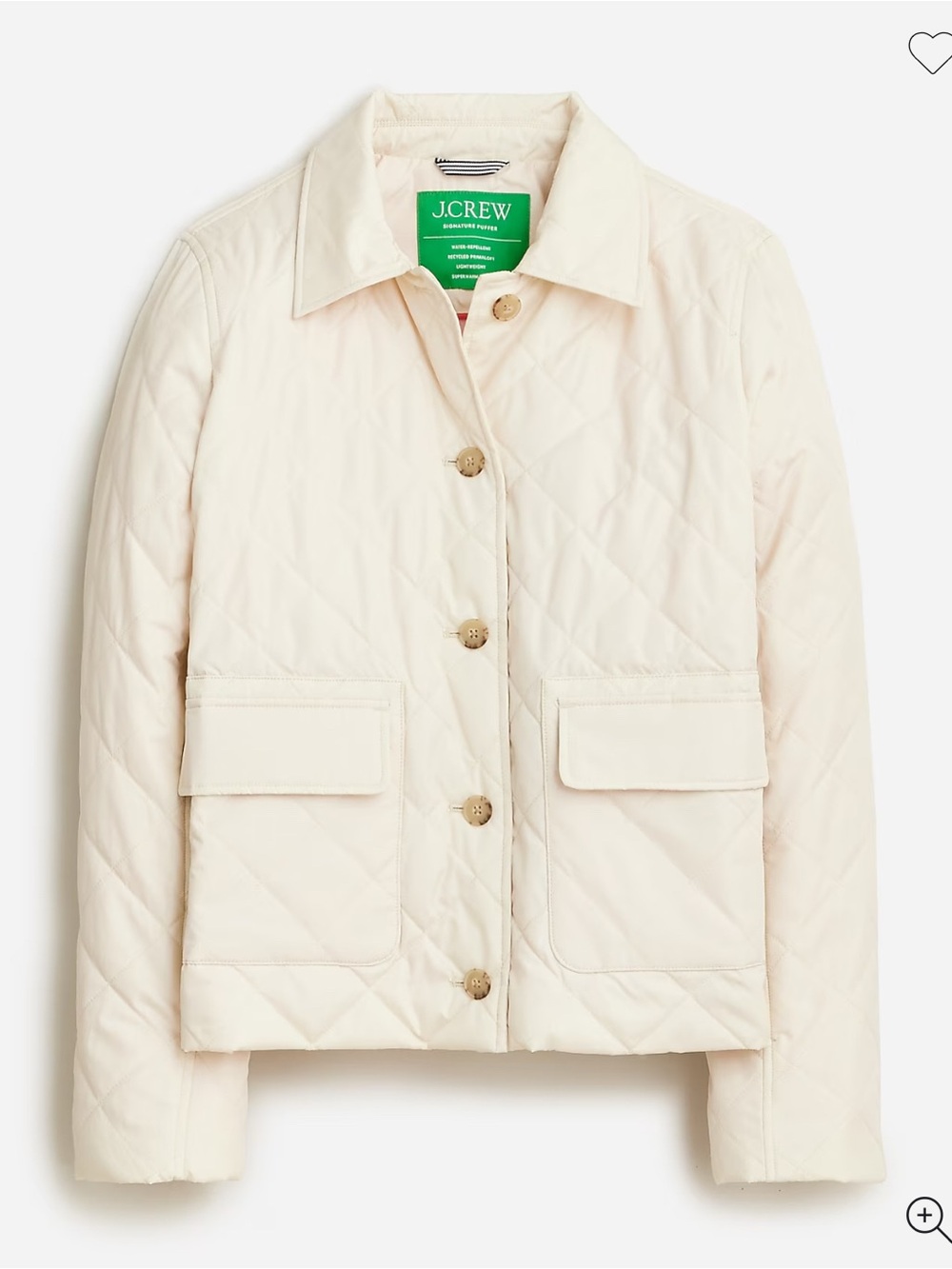 J Crew Quilted Cream Lady Jacket Coat Jacket Puffer Packable PrimaLoft - S